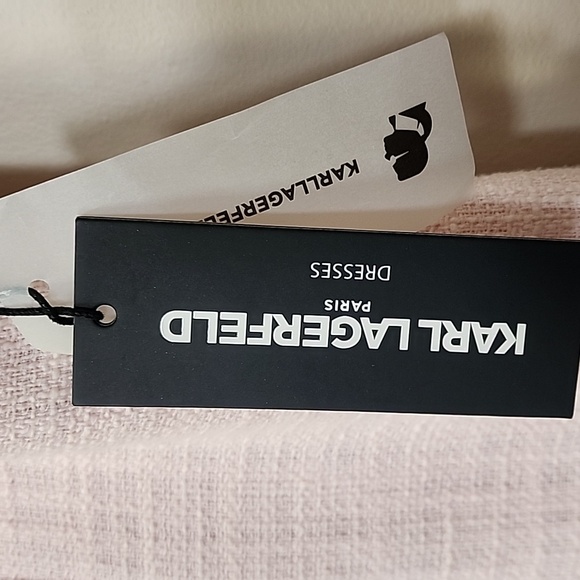 Karl Lagerfeld Women's Soft Pink Tweed Dress Size 14 New - Picture 4 of 9